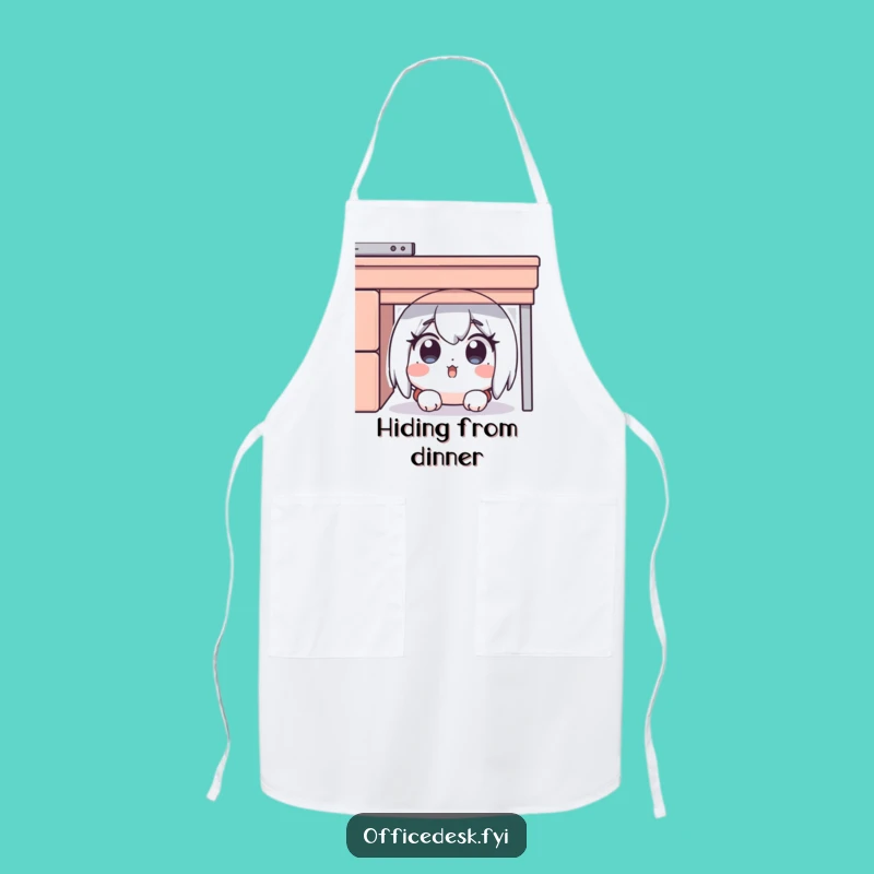 Funny Desk Hider Apron: Surprised Character Hiding, Kitchen Funny Gift