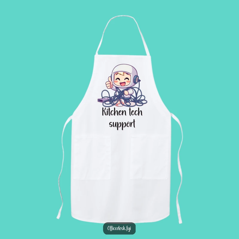 Funny Tech Struggle Apron: Cheerful Character for Kitchen Connectivity