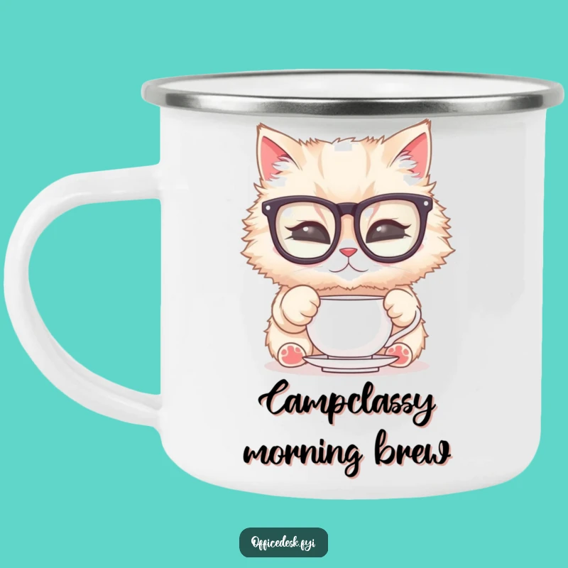 Funny Cat Glasses Camping Mug: Sophisticated Sips Outdoors, Ideal Funny Gift