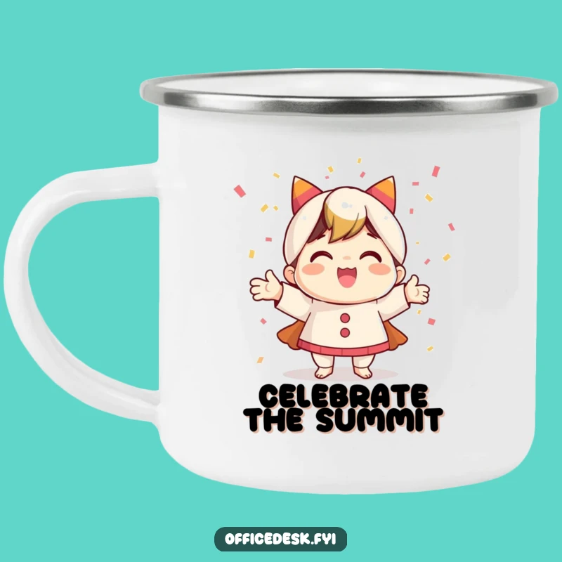 Outdoor Funny Mug: Happy Character Confetti Camp Mug, Adventure Gift