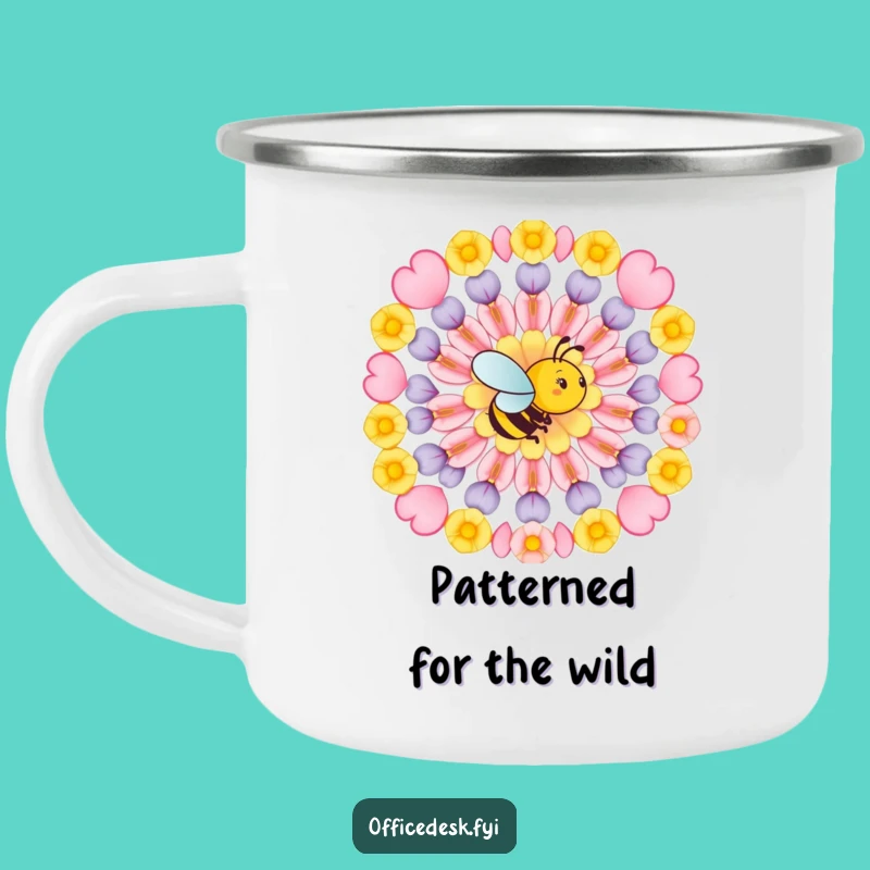 Funny Bee Geometric Pattern Camping Mug: Durable and Artistic for Outdoor Adventures