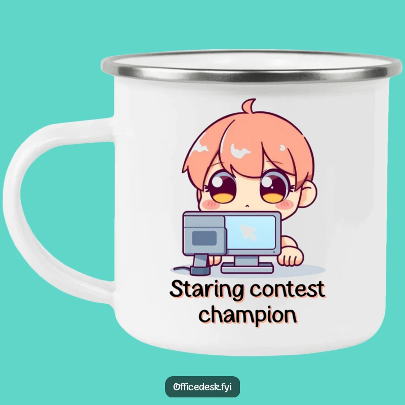 Funny Cursor Stare Camping Mug - Hilarious Wide-Eyed Outdoor Tech Gift