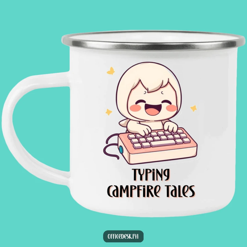 Funny Mini Keyboard Typist Camping Mug: Outdoor Tech Humor and Hilarious Gift