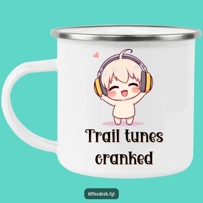 Funny Music Headphone Camping Mug - Enthusiastic Bobbing Outdoor Gift