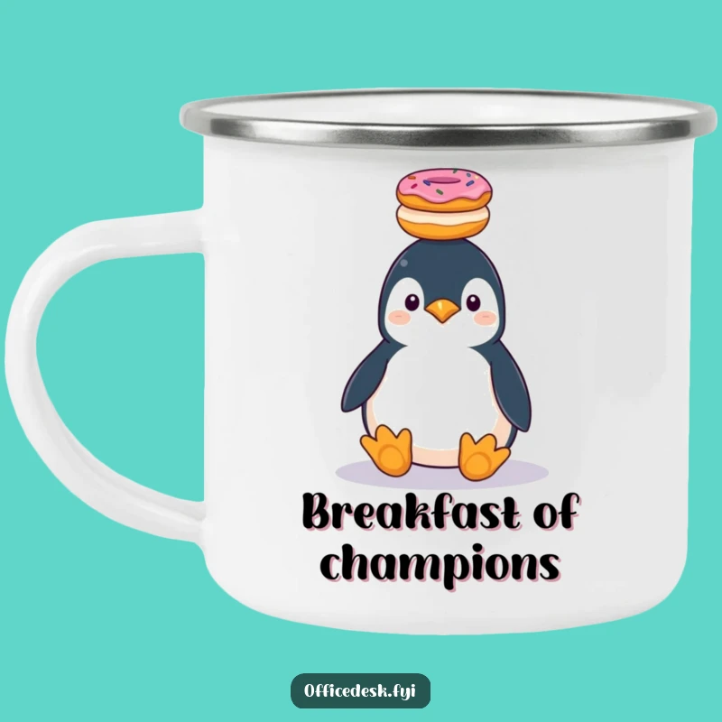 Funny Penguin Donut Stack Camping Mug: Durable & Hilarious Outdoor Treat Companion
