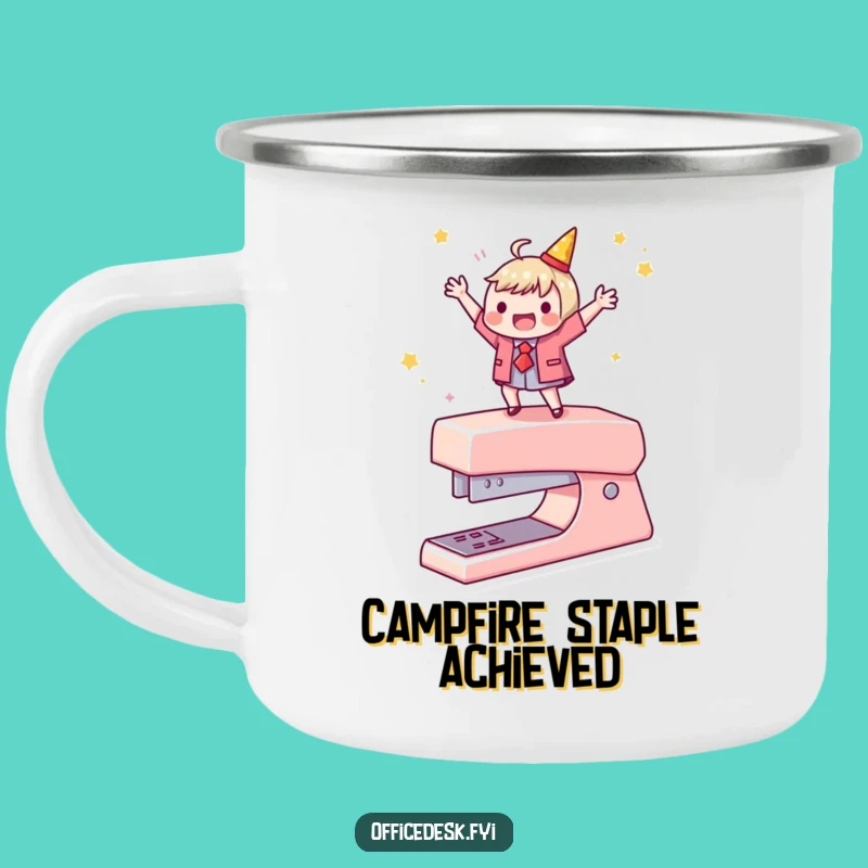 Funny Stapler Dance Camping Mug - Hilarious Adventure Fuel for Office Heroes, Great Gift