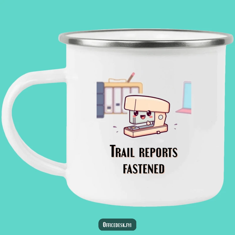 Funny Tiny Stapler Zipping Camping Mug - Fuel Your Adventures with Office Humor