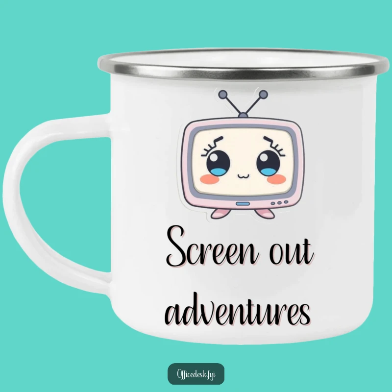 Funny Wide-Eyed Monitor Camping Mug: Comical Character Adventure Drinkware