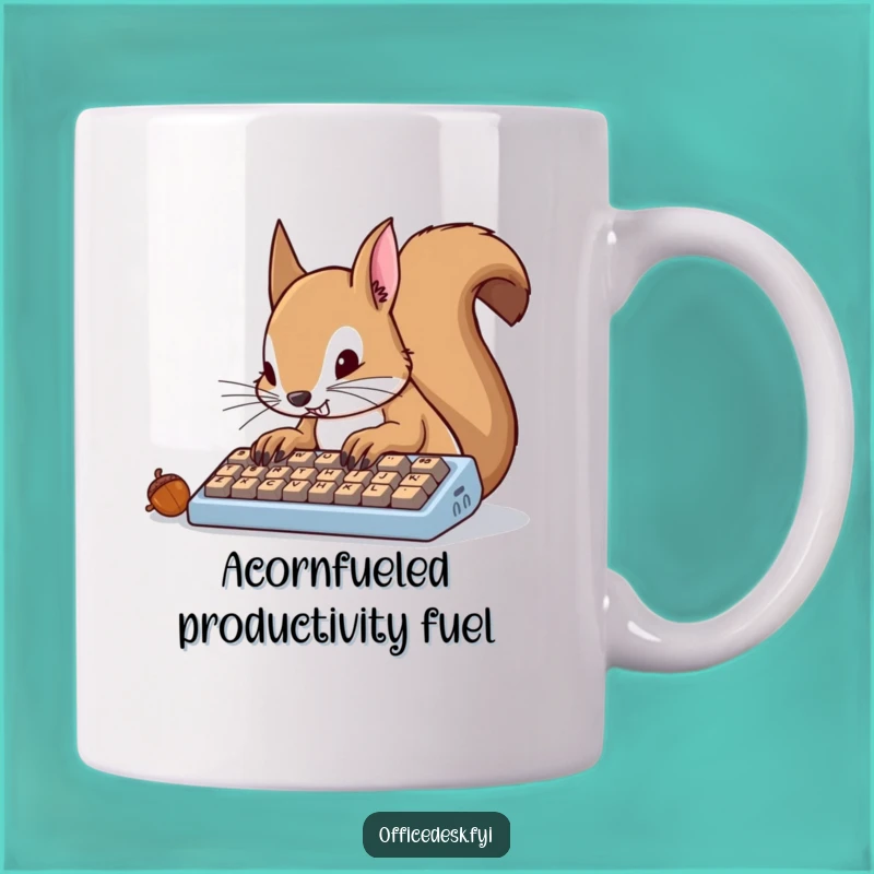 Funny Squirrel Typing Mug: Determined Nutty Design, Perfect Funny Gift