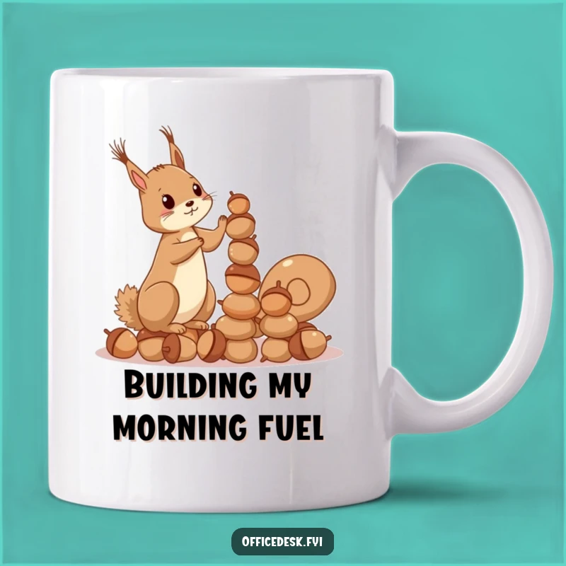 Funny Squirrel Acorn Mug: Determined Stacker, Perfect Funny Gift for Planners