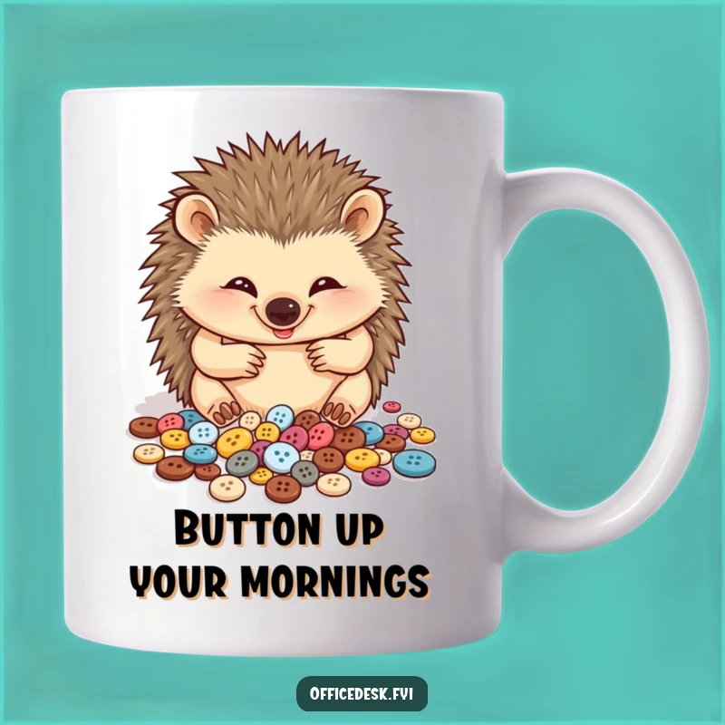 Funny Hedgehog Button Organizer Mug: A Quirky and Cute Gift for Collectors