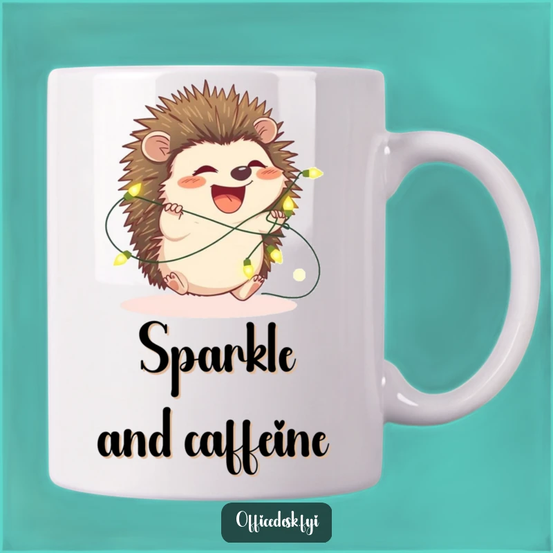 Funny Hedgehog Fairy Lights Mug - Whimsical Gift for Christmas Lovers & Animal Fans