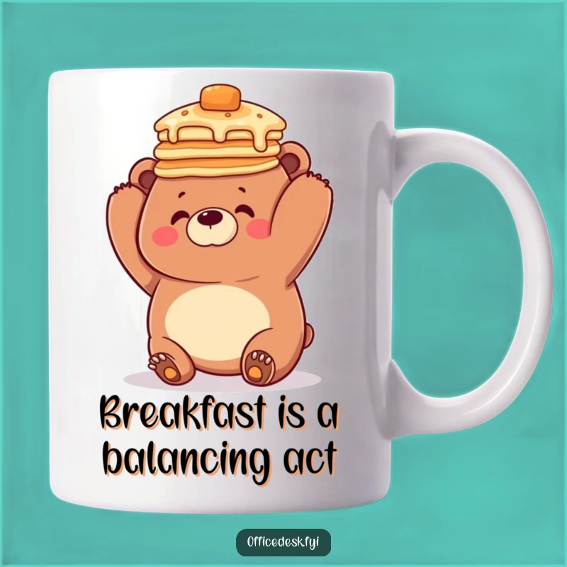 Funny Pancake Bear Head Balancing Mug - Hilarious Gift for Clumsy Friends!