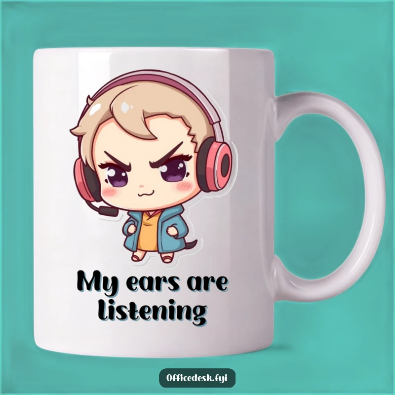 Funny Gamer Cat Mug: Mischievous Headset Design Perfect for a Fun, Gaming Gift