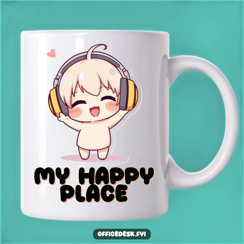 Funny Music Headphone Mug - Enthusiastic Bobbing Character Gift