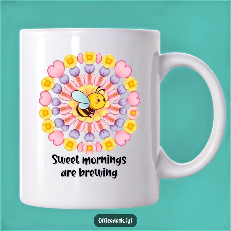Funny Bee Geometric Pattern Mug: Order and Humor for the Organized Drinker