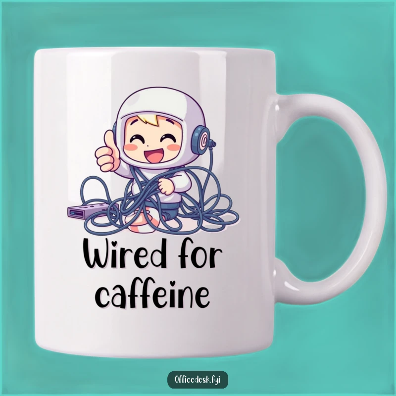 Funny Tech Troubles Mug: Cheerful Character Thumbs Up Gift for Geeks