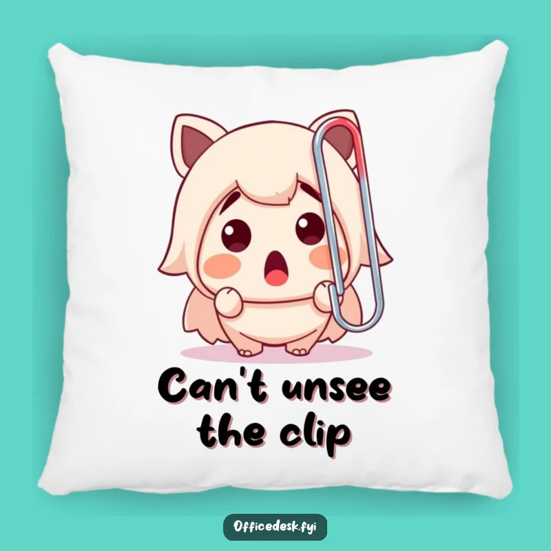 Decorative Funny Pillow: Paperclip Panic, Cozy Office Humor, Adorable Gift