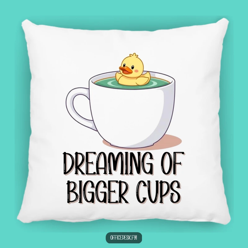 Decorative Funny Pillow: Duckie in Coffee Mug Comfort, Cozy and Humorous Accent