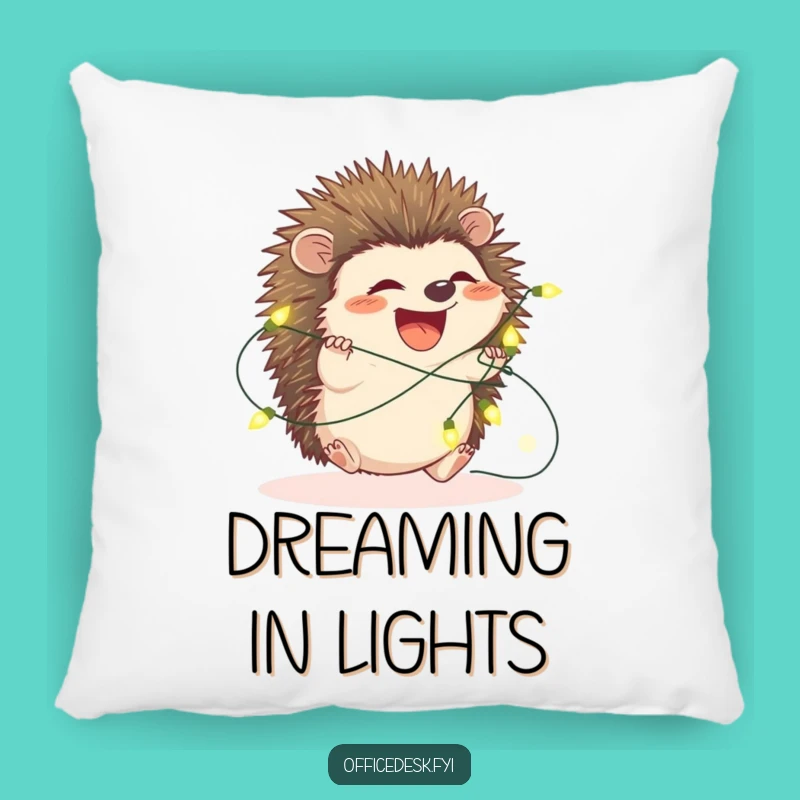 Funny Hedgehog Fairy Lights Pillow - Cozy & Whimsical Accent for Any Room
