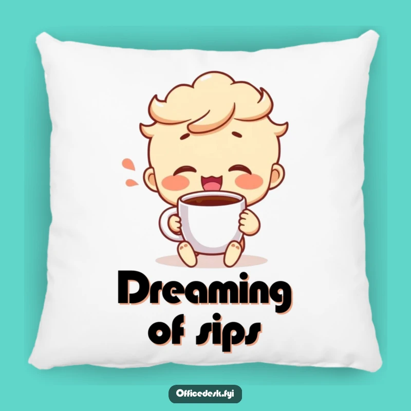 Funny Coffee Victory Pillow - Cozy Cheerful Character, Perfect Gift