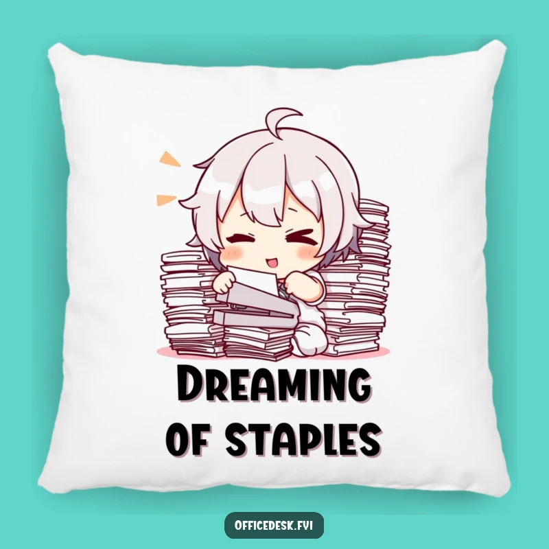Funny Pillow: Winking Stapler's Cozy Victory - Hilarious Gift!