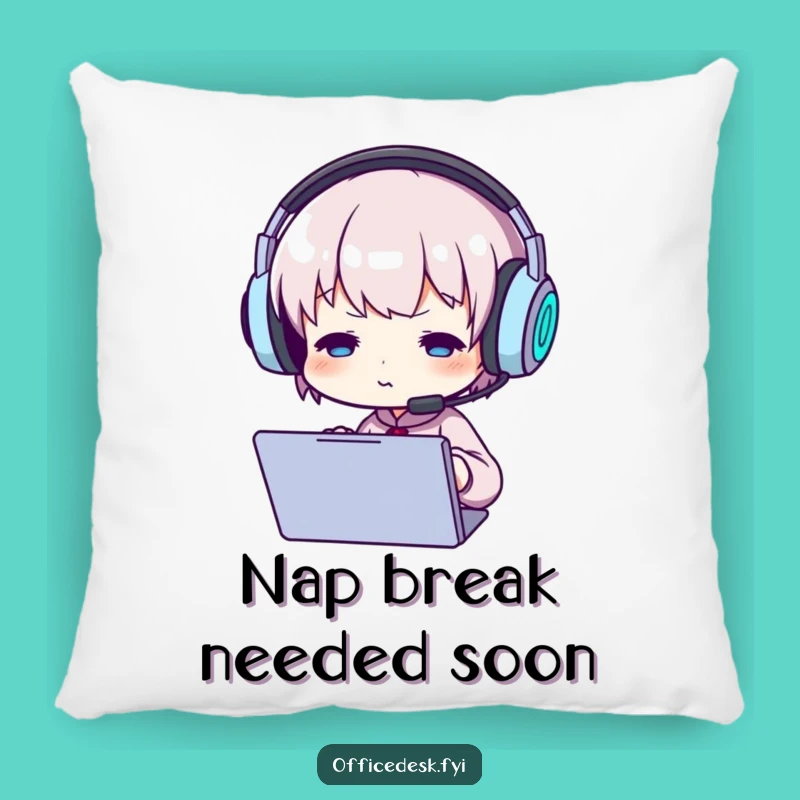 Funny Gamer Character Pillow: Cozy focus, headset theme, ideal accent gift.