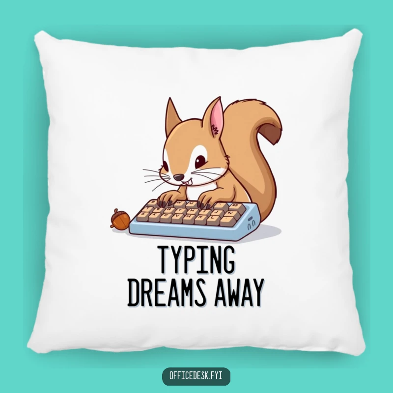 Funny Squirrel Typing Pillow: Cozy & Determined Comfort, Hilarious Funny Gift