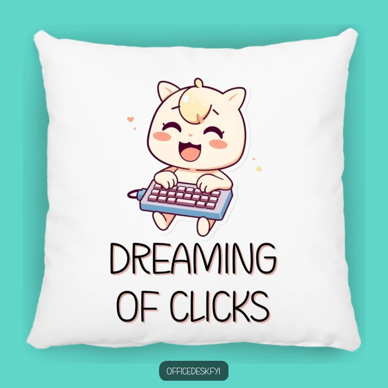 Typing Fun Pillow: Cheerful Character on Mini Keyboard, Comfy Funny Gift