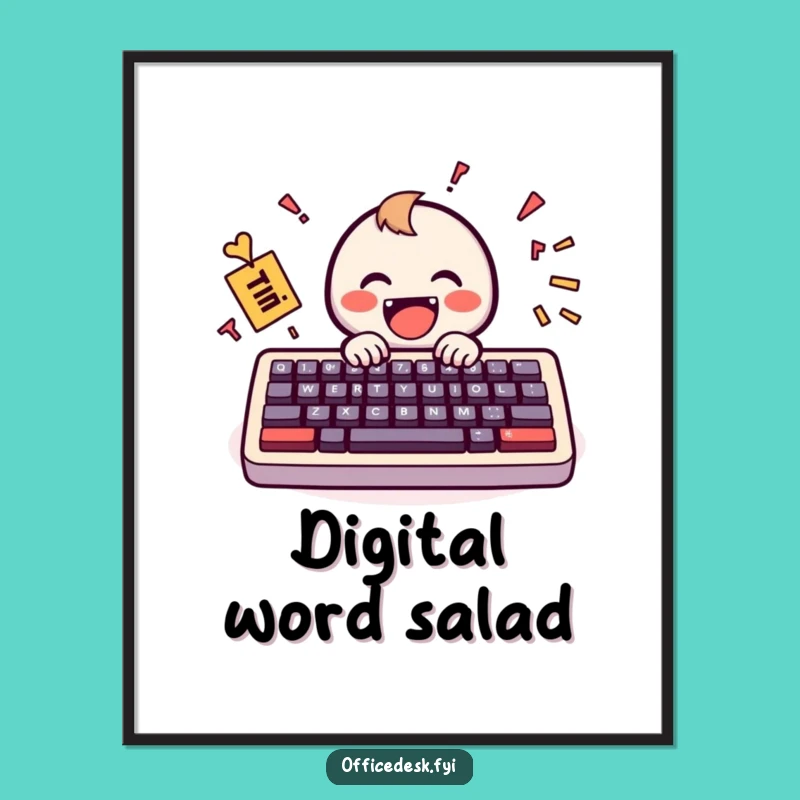 Funny Keyboard Art Print: Joyful Typing Humor, Humorous Tech Gift Download