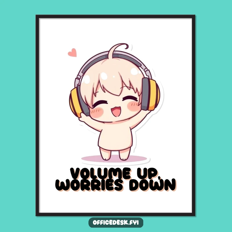 Funny Music Headphone Print - Enthusiastic Bobbing Art