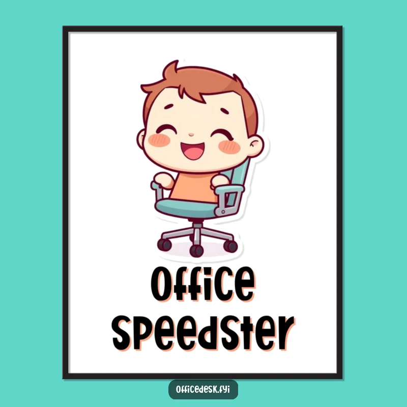 Funny Office Chair Rider Digital Print: Instant Joyful Decor
