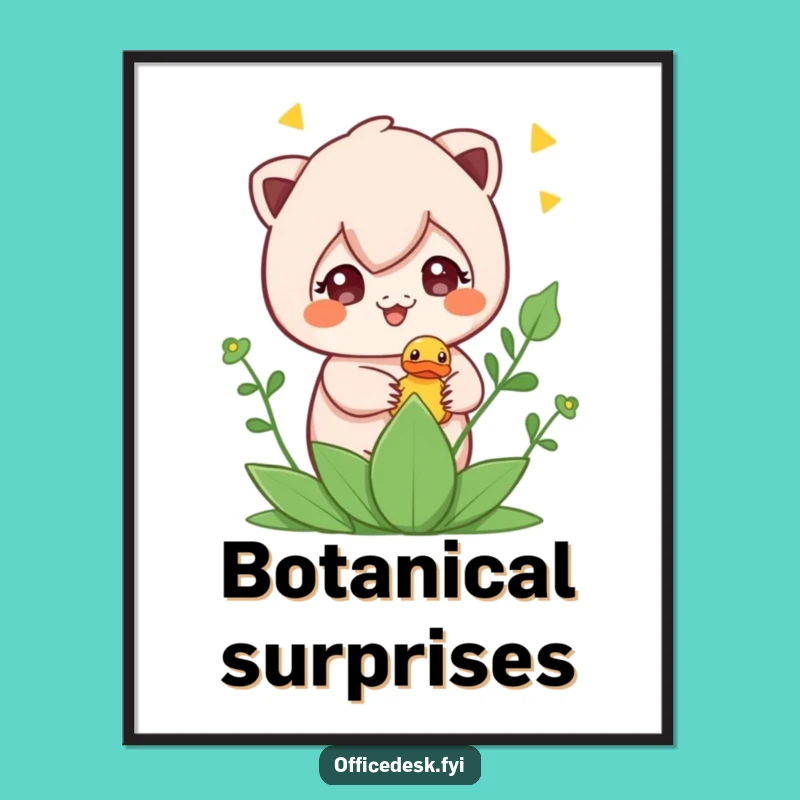 Funny Plant Duck Digital Art - Cute Mischief Character Print, Gift Idea