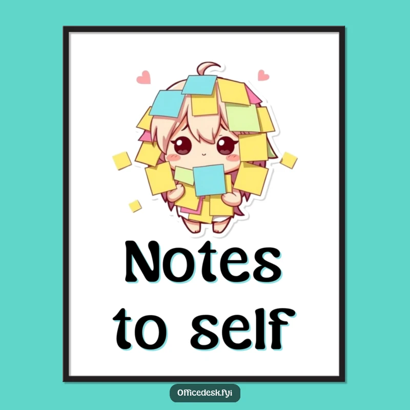 Funny Sticky Note Art Print: Bewildered Character Decor for Whimsical Walls