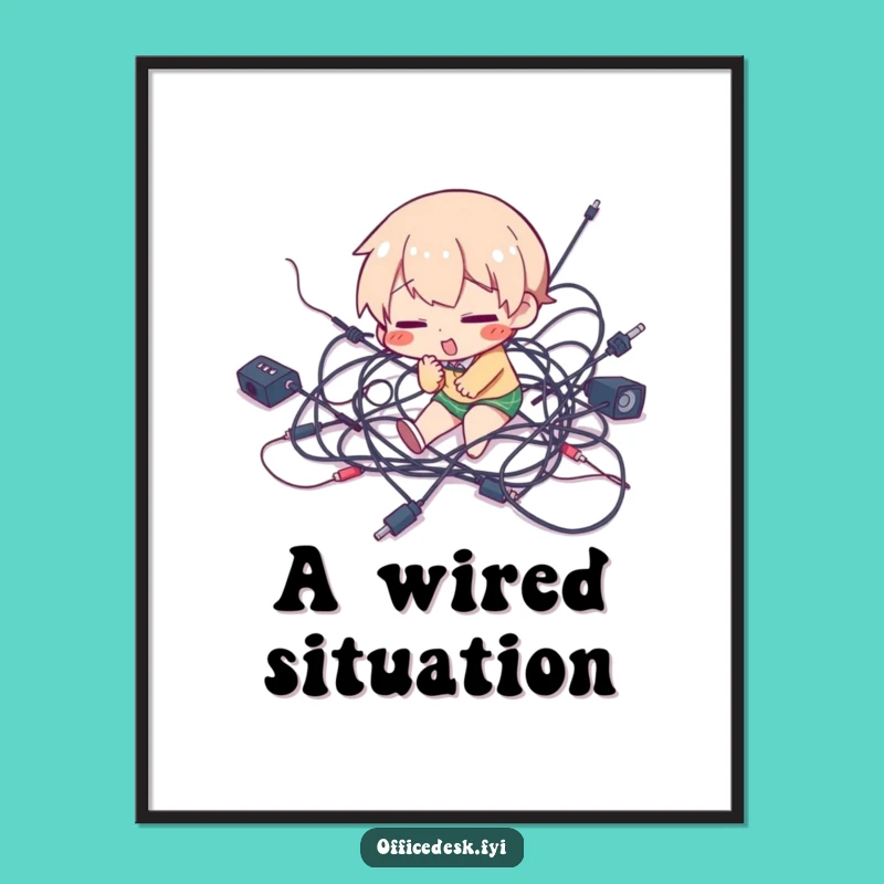 Funny Tripping Wires Print - Hilarious Tech Art for Walls