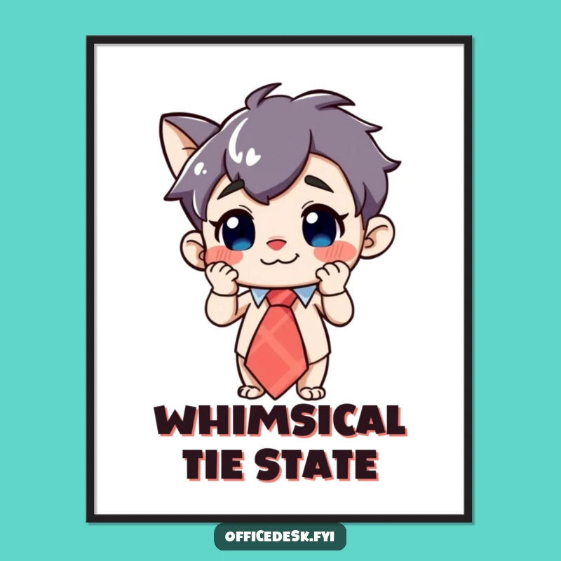 Funny Whimsical Tie Digital Print: Instant Curious Wall Art