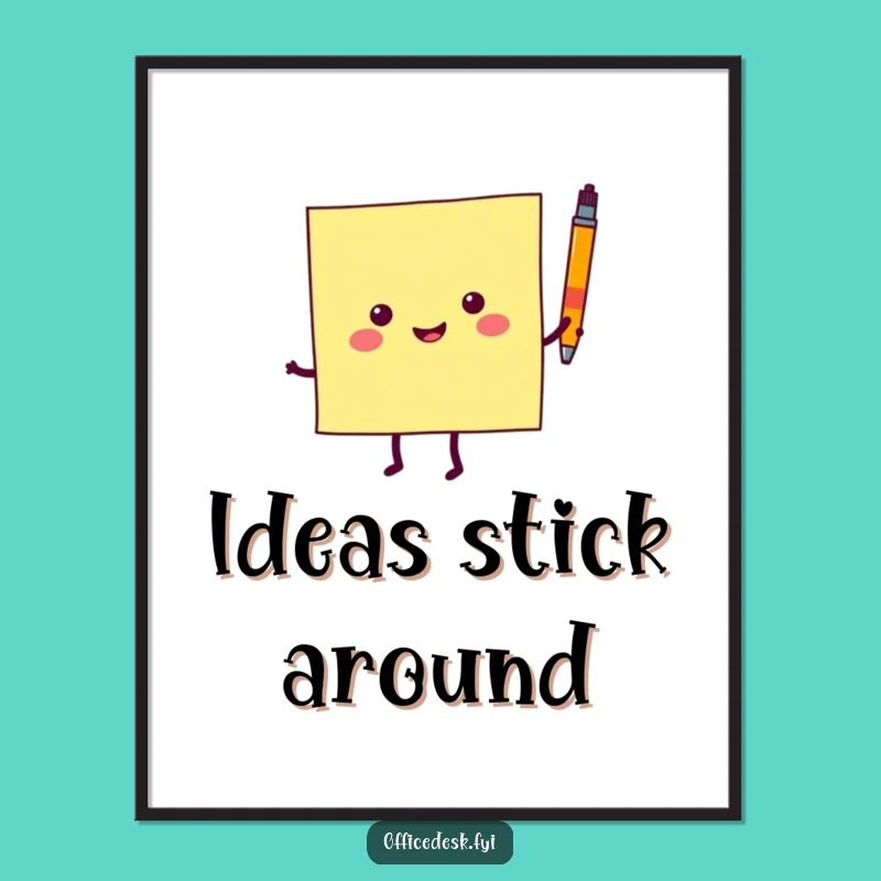 Funny Sticky Note Dancing Digital Art: Cheerful Character Instant Download