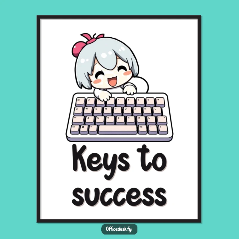 Funny Typing Art Print: Character Keyboard Humor, Perfect Digital Decor!