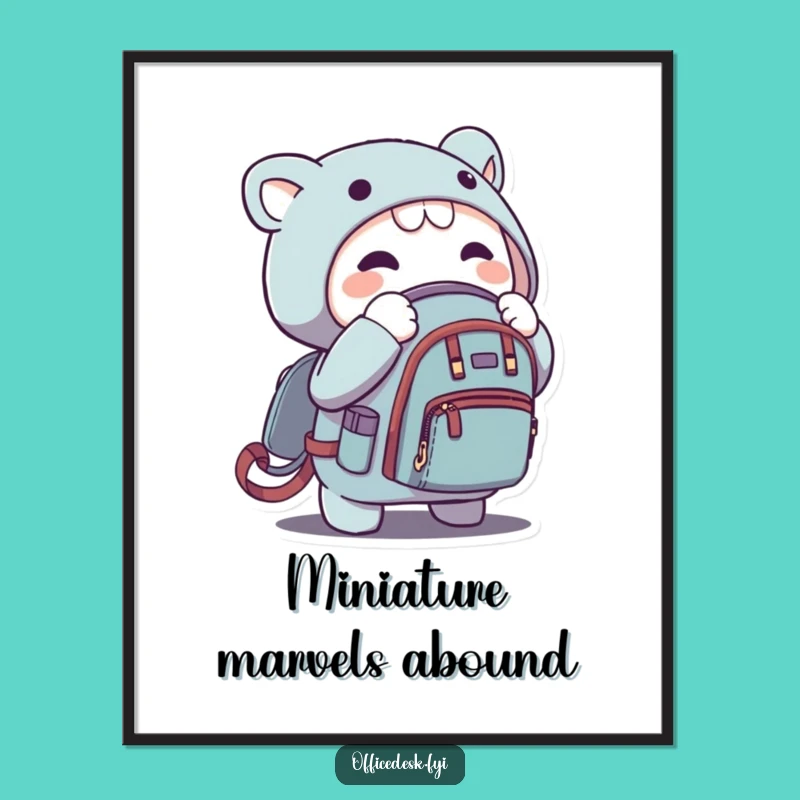 Funny Micro Backpack Digital Art - Hilarious Tiny Adventure Print, Instant Humorous Decor