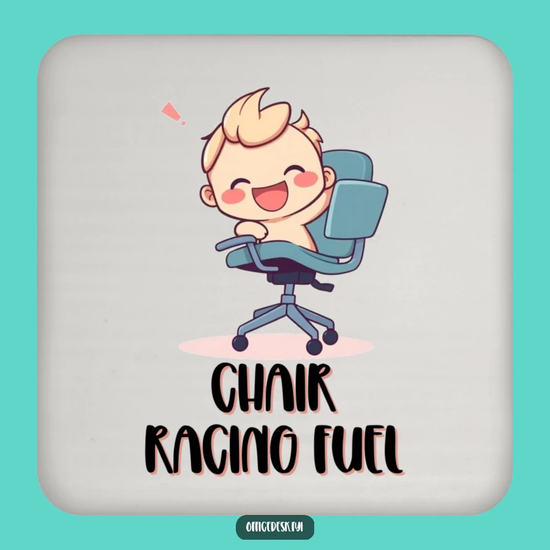 Funny Office Chair Chase Coaster - Protect Surfaces with Playful Humor
