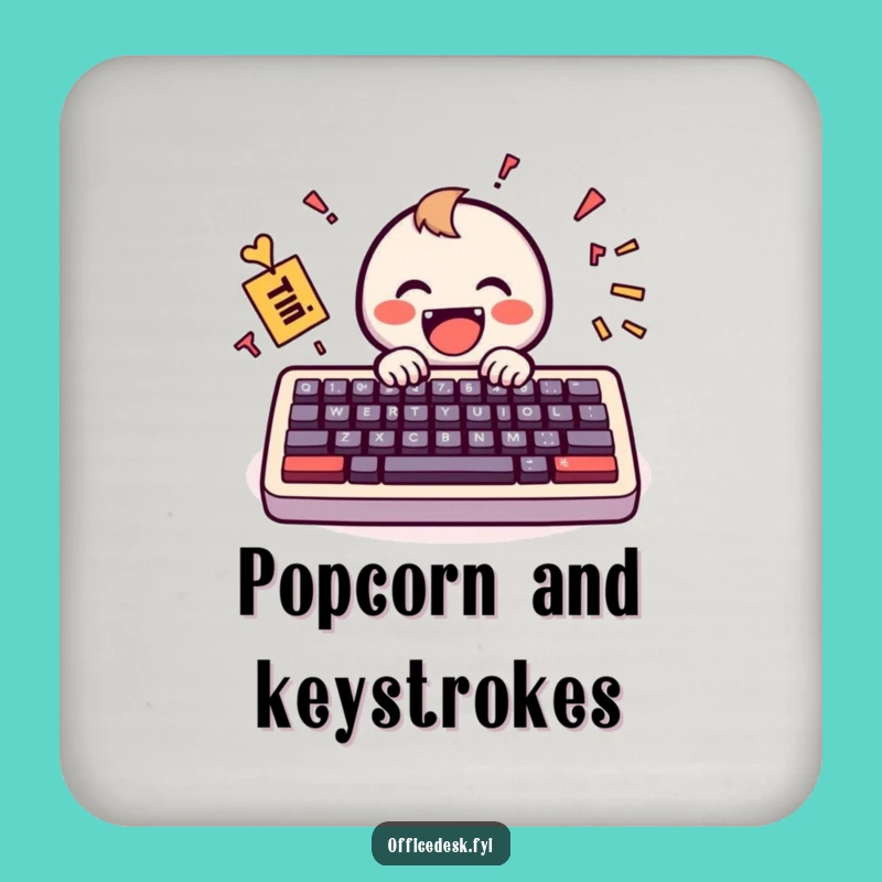 Funny Keyboard Coaster: Happy Message Drink Protection, Humorous Tech Gift