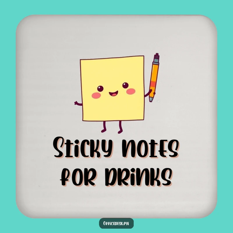 Funny Sticky Note Dancing Coaster: Cheerful Character Protection for Surfaces