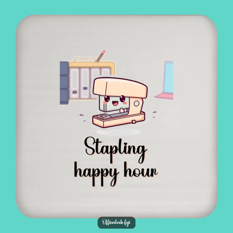 Funny Tiny Stapler Zipping Coasters (Set of X) - Desk Protection with Comical Speed
