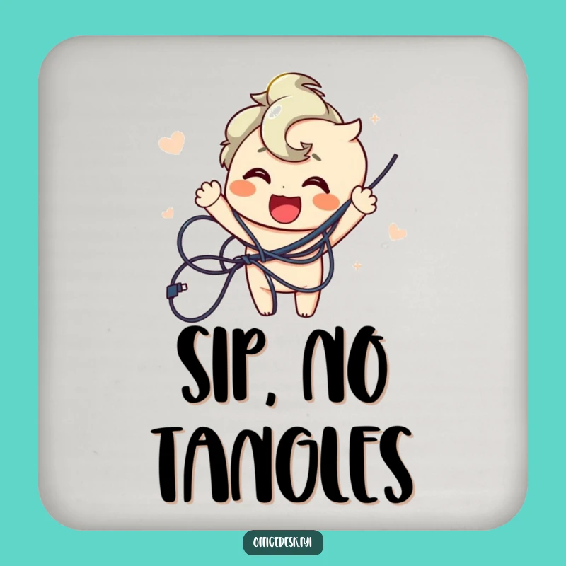 Funny Wire Untangler Coaster - Joyful Character Protection, Funny Gift