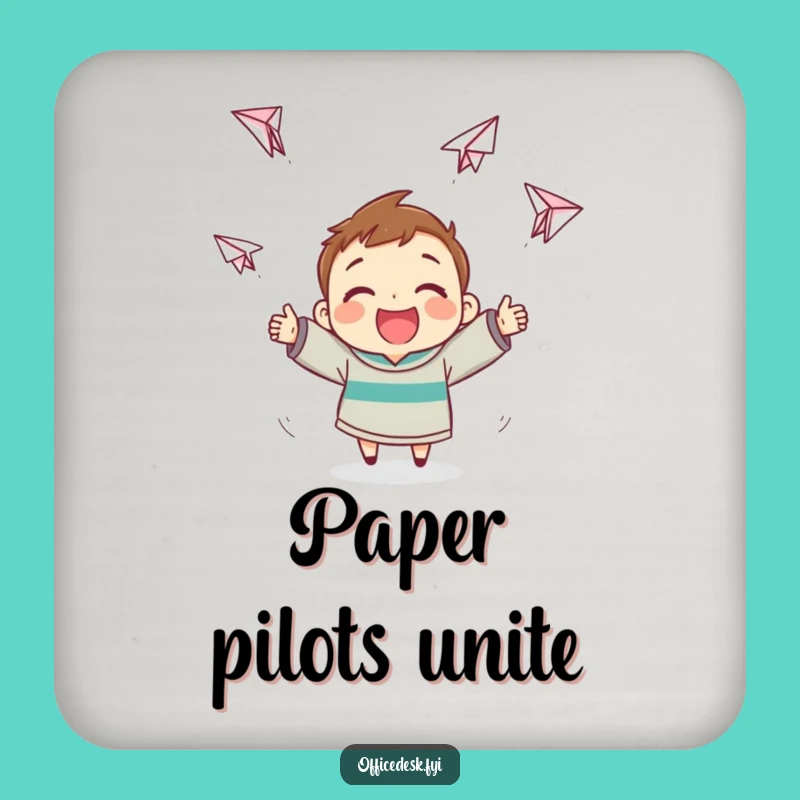 Funny Paper Airplane Coaster - Protect Surfaces with Playful Character Art