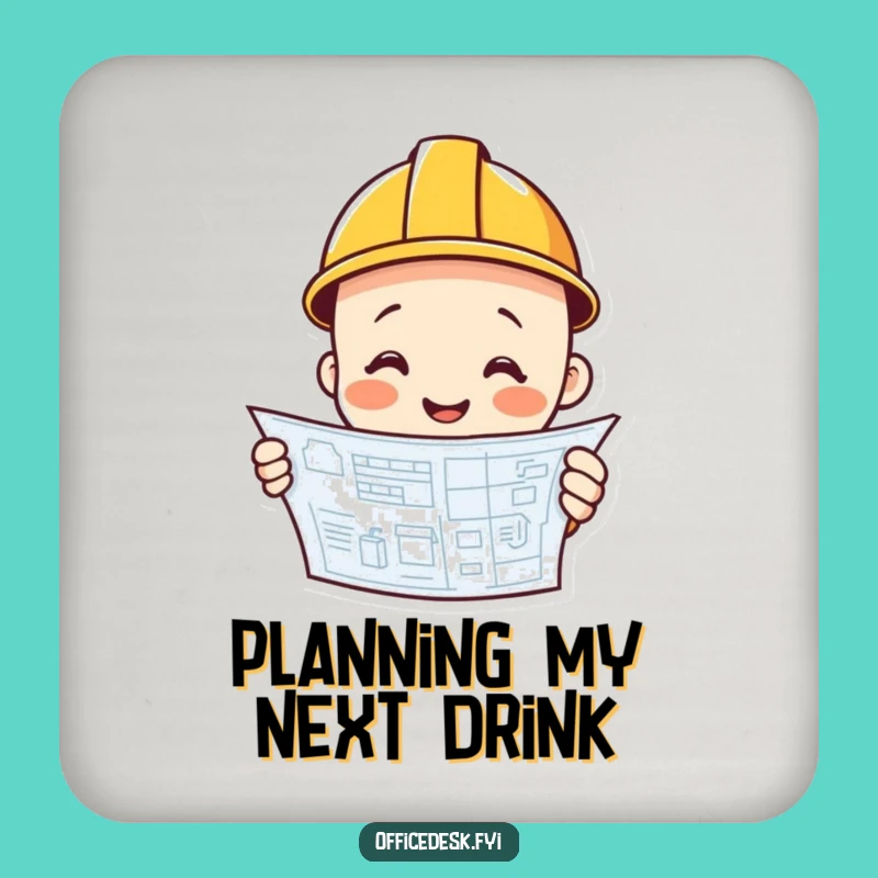 Funny Construction Coaster - Blueprint Protection, Unique Funny Gift!