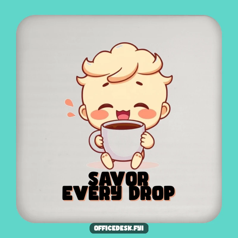 Funny Coffee Victory Coaster - Cheerful Character Protection, Funny Gift