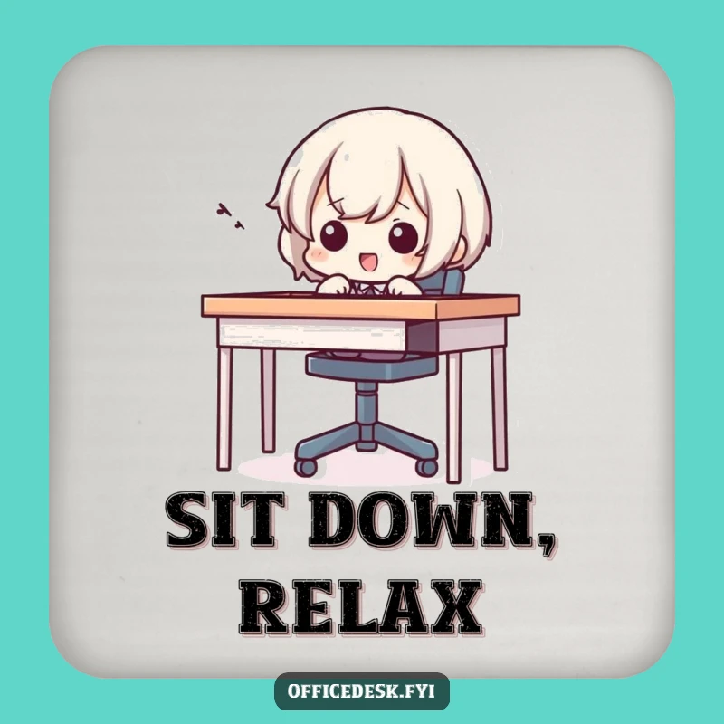 Funny Squeeze Coaster: Tiny Character Chair Struggle, Humorous Drink Gift