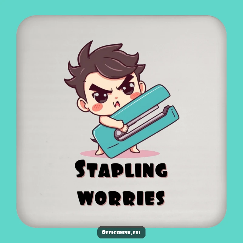 Funny Stapler Wrestling Coasters: Protect Surfaces with Office Humor
