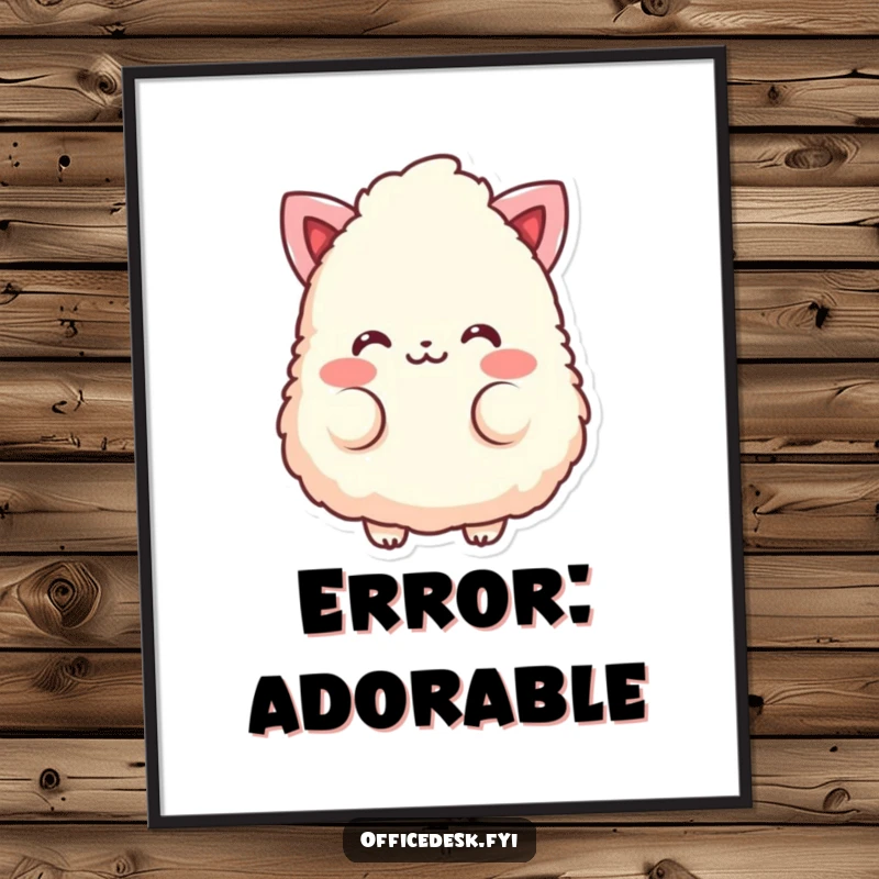 Funny poster art of a fluffy eraser character with rosy cheeks, blushing shyly.